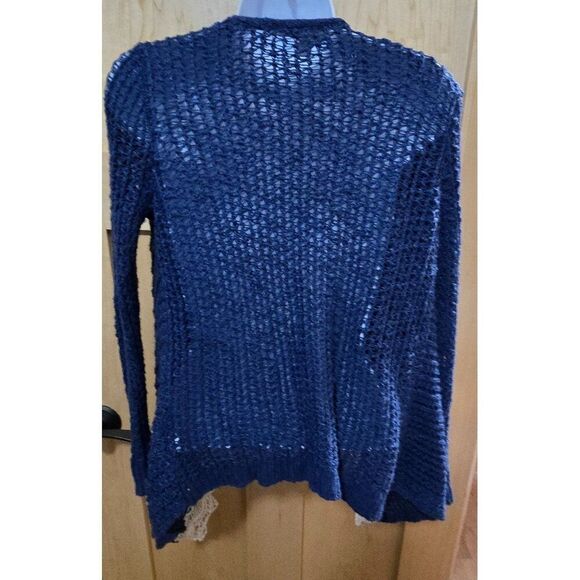 Navy Open Knit Cardigan With Lace Hem For Teens By Cloud Chaser boho soft - Picture 4 of 5